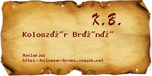 Koloszár Brúnó névjegykártya